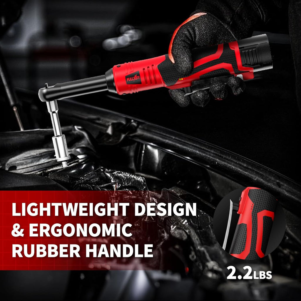 16.8V Cordless Electric Ratchet Wrench Kit 3/8 Inch Drive Two Batteries lidpal