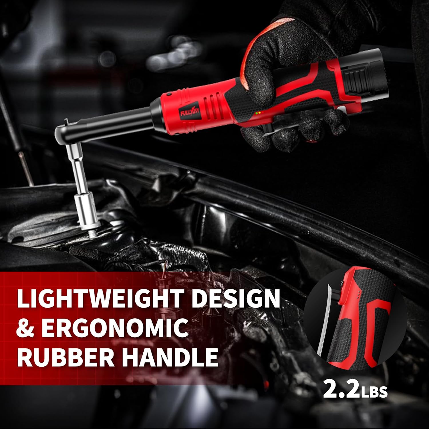 16.8V Cordless Electric Ratchet Wrench Kit 3/8 Inch Drive Two Batteries lidpal