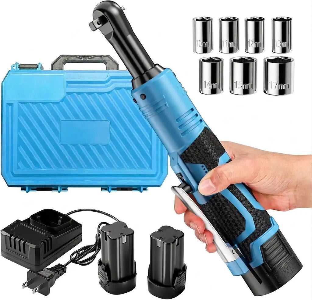 18V Cordless Electric Ratchet Wrench Kit 3/8 Inch Drive Two Batteries lidpal