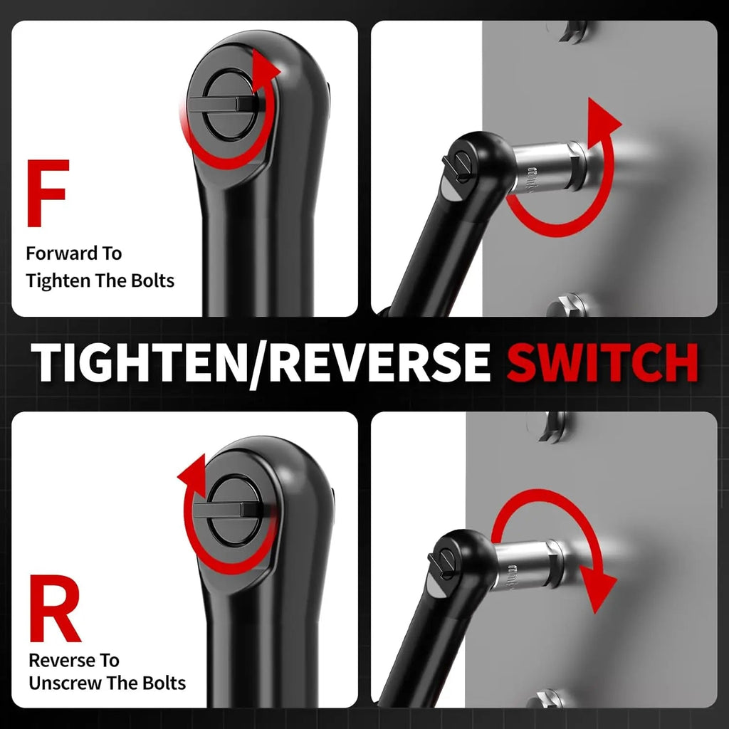 16.8V Cordless Electric Ratchet Wrench Kit 3/8 Inch Drive Two Batteries lidpal