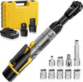 12V Cordless Electric Ratchet Wrench Kit 3/8 Inch Drive 60 Ft Lbs Two Batteries lidpal