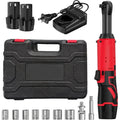 12V Cordless Electric Ratchet Wrench Kit 3/8 Inch Drive Two Batteries Sockets lidpal