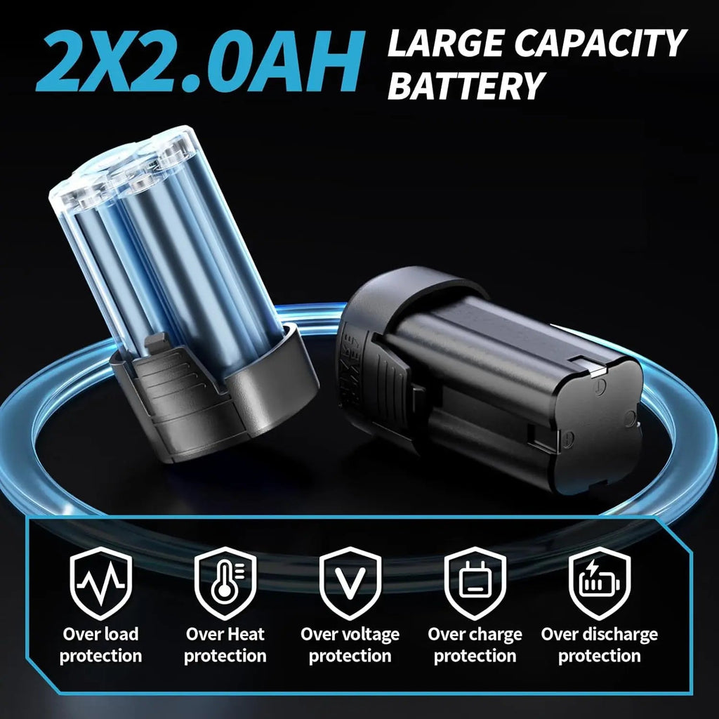 18V Cordless Electric Ratchet Wrench Kit 3/8 Inch Drive Two Batteries lidpal