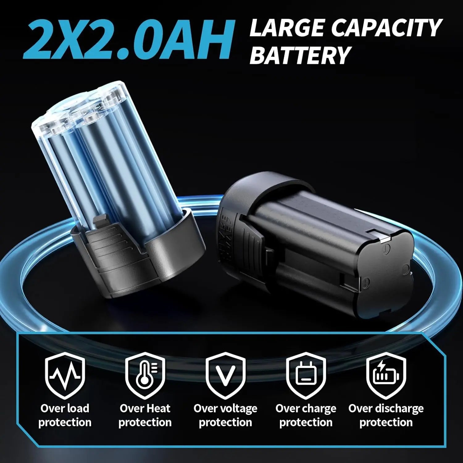 18V Cordless Electric Ratchet Wrench Kit 3/8 Inch Drive Two Batteries lidpal