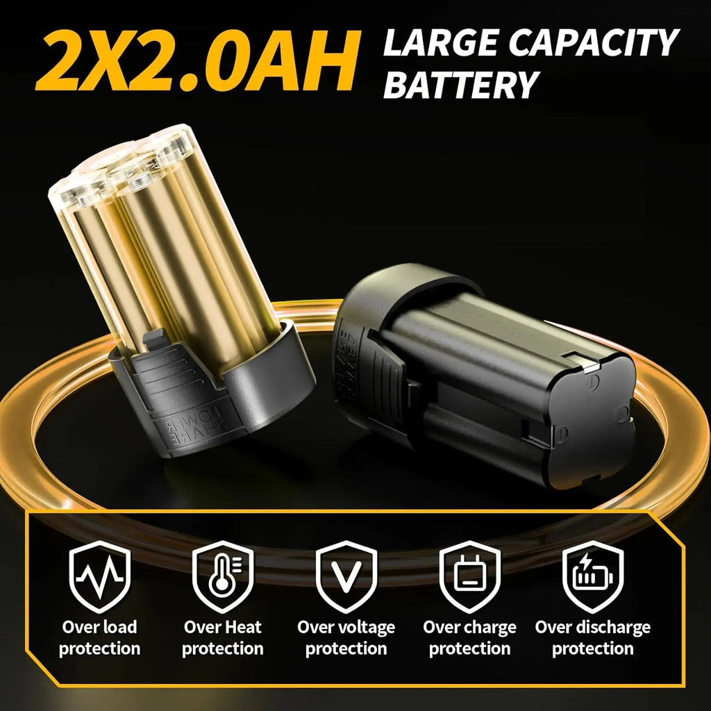 18V Cordless Electric Ratchet Wrench Kit 3/8 Inch Drive Two Batteries Yellow lidpal