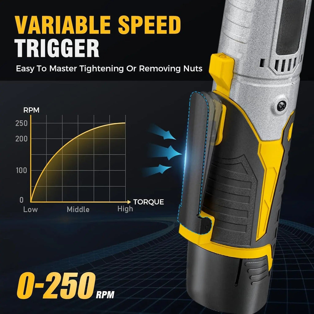 12V Cordless Electric Ratchet Wrench Kit 3/8 Inch Drive 60 Ft Lbs Two Batteries lidpal