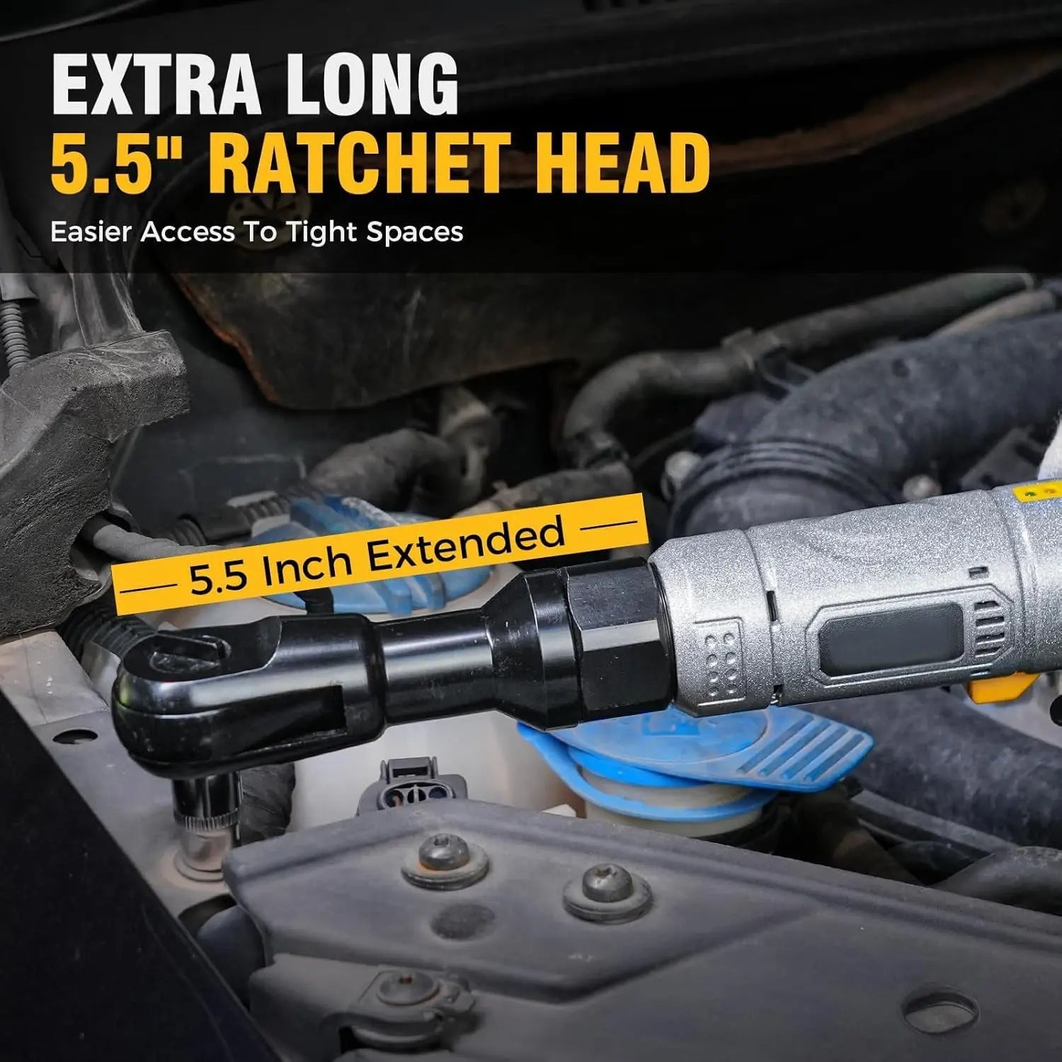 12V Cordless Electric Ratchet Wrench Kit 3/8 Inch Drive 60 Ft Lbs Two Batteries lidpal