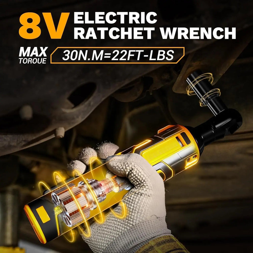 8V Cordless Electric Ratchet Wrench Kit 3/8 Inch Drive 74 Piece Tool Set lidpal