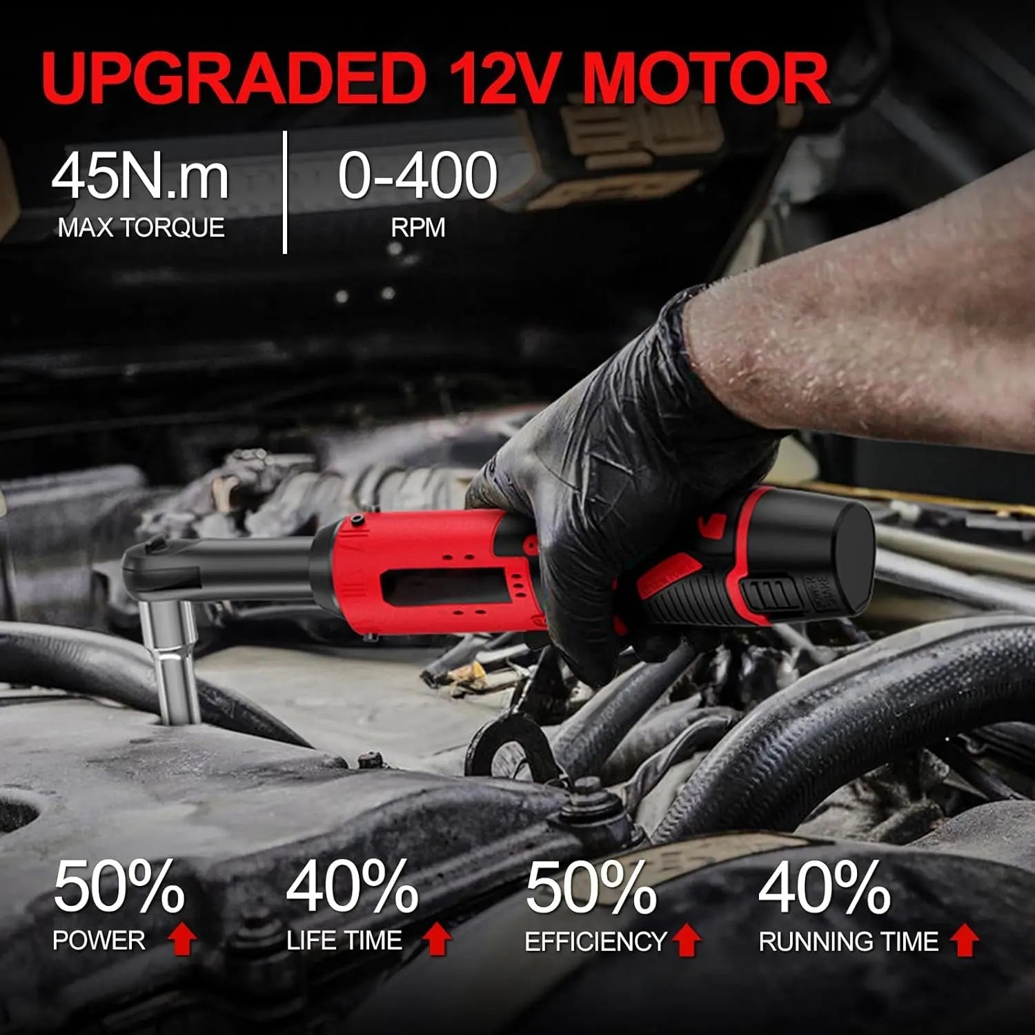 12V Cordless Electric Ratchet Wrench Kit 3/8 Inch Drive Two Batteries Sockets lidpal